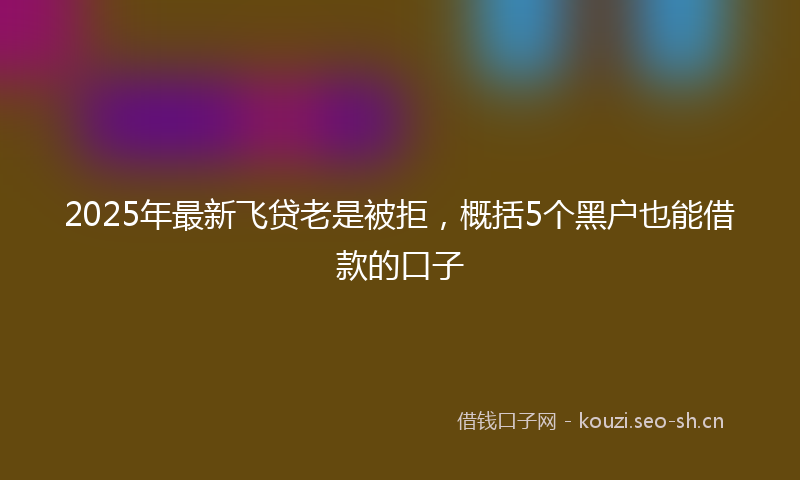 2025年最新飞贷老是被拒，概括5个黑户也能借款的口子