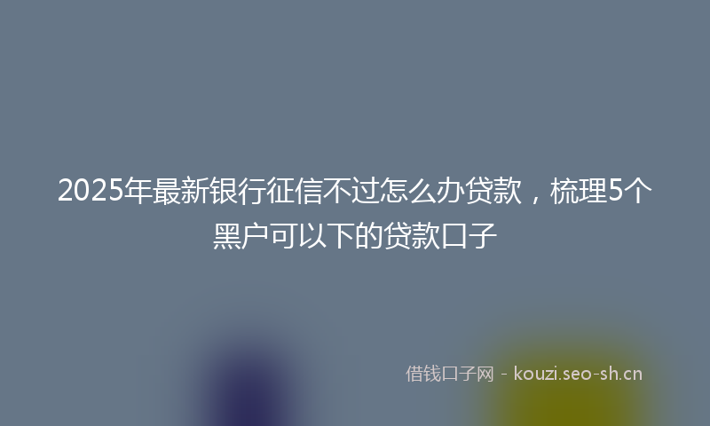 2025年最新银行征信不过怎么办贷款，梳理5个黑户可以下的贷款口子