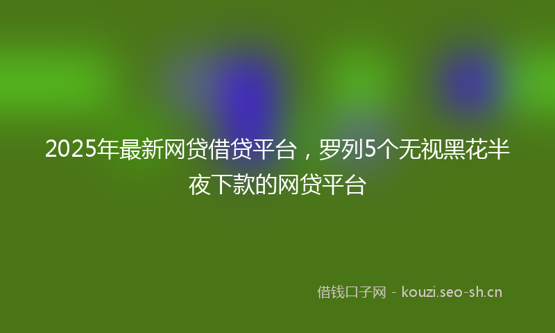2025年最新网贷借贷平台，罗列5个无视黑花半夜下款的网贷平台