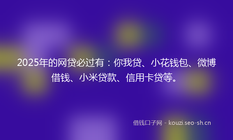 2025年的网贷必过有：你我贷、小花钱包、微博借钱、小米贷款、信用卡贷等。