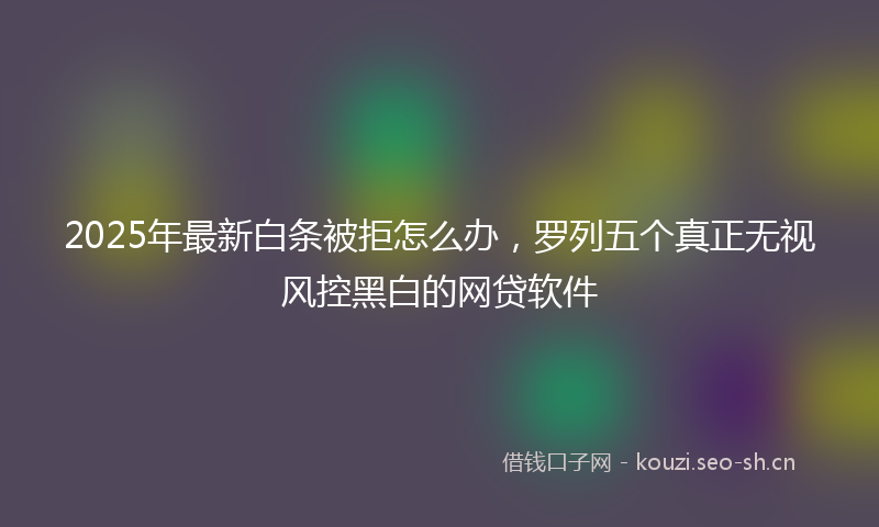 2025年最新白条被拒怎么办，罗列五个真正无视风控黑白的网贷软件