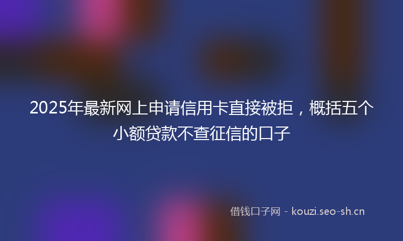 2025年最新网上申请信用卡直接被拒，概括五个小额贷款不查征信的口子