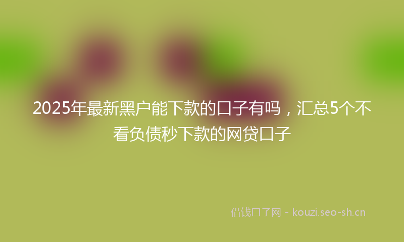 2025年最新黑户能下款的口子有吗，汇总5个不看负债秒下款的网贷口子