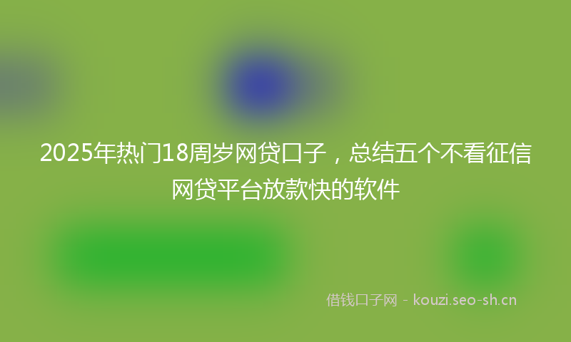 2025年热门18周岁网贷口子，总结五个不看征信网贷平台放款快的软件