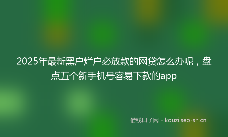 2025年最新黑户烂户必放款的网贷怎么办呢，盘点五个新手机号容易下款的app