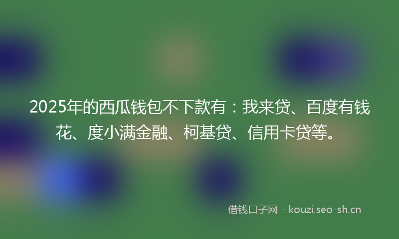 2025年的西瓜钱包不下款有：我来贷、百度有钱花、度小满金融、柯基贷、信用卡贷等。