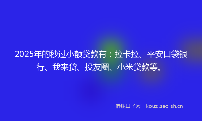 2025年的秒过小额贷款有：拉卡拉、平安口袋银行、我来贷、投友圈、小米贷款等。