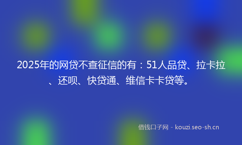 2025年的网贷不查征信的有：51人品贷、拉卡拉、还呗、快贷通、维信卡卡贷等。