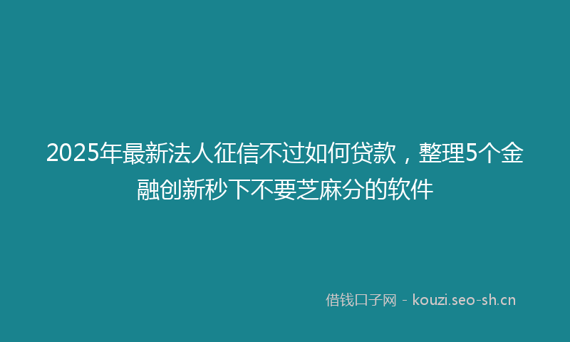 2025年最新法人征信不过如何贷款，整理5个金融创新秒下不要芝麻分的软件
