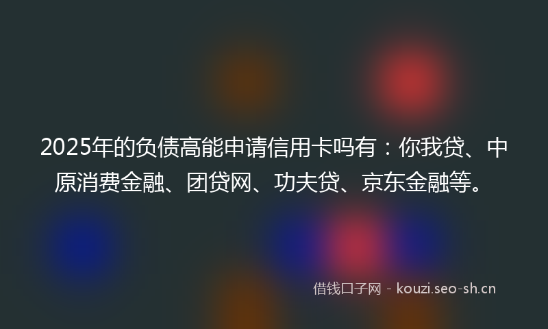 2025年的负债高能申请信用卡吗有：你我贷、中原消费金融、团贷网、功夫贷、京东金融等。