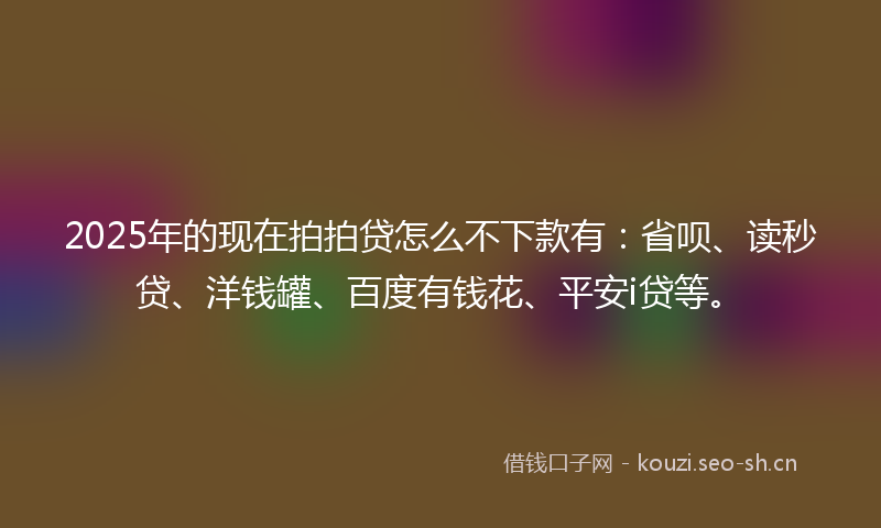 2025年的现在拍拍贷怎么不下款有：省呗、读秒贷、洋钱罐、百度有钱花、平安i贷等。