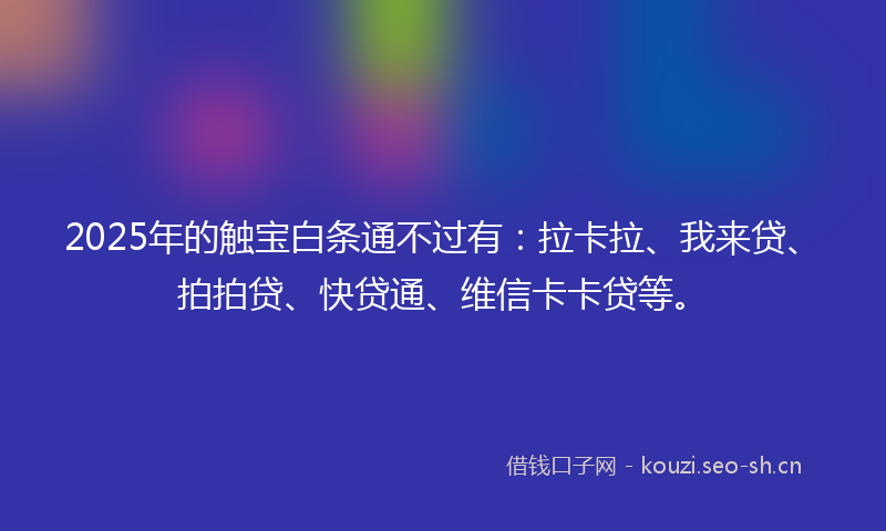 2025年的触宝白条通不过有：拉卡拉、我来贷、拍拍贷、快贷通、维信卡卡贷等。