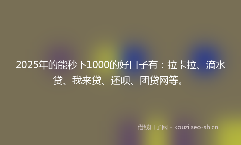 2025年的能秒下1000的好口子有：拉卡拉、滴水贷、我来贷、还呗、团贷网等。