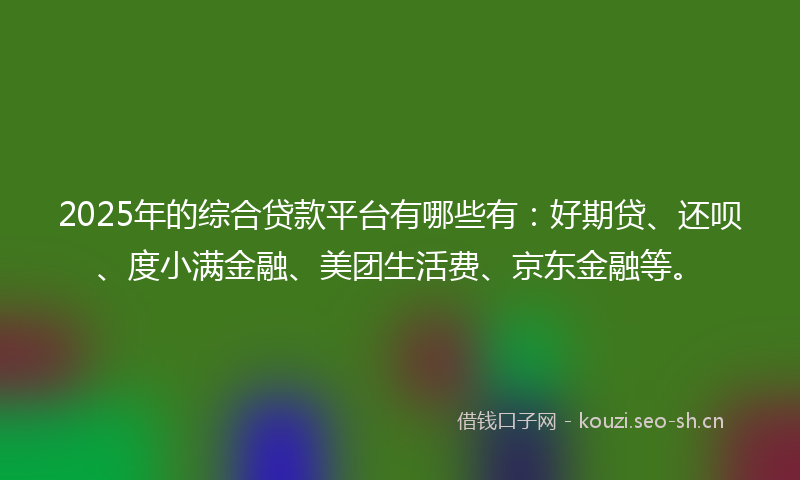 2025年的综合贷款平台有哪些有：好期贷、还呗、度小满金融、美团生活费、京东金融等。