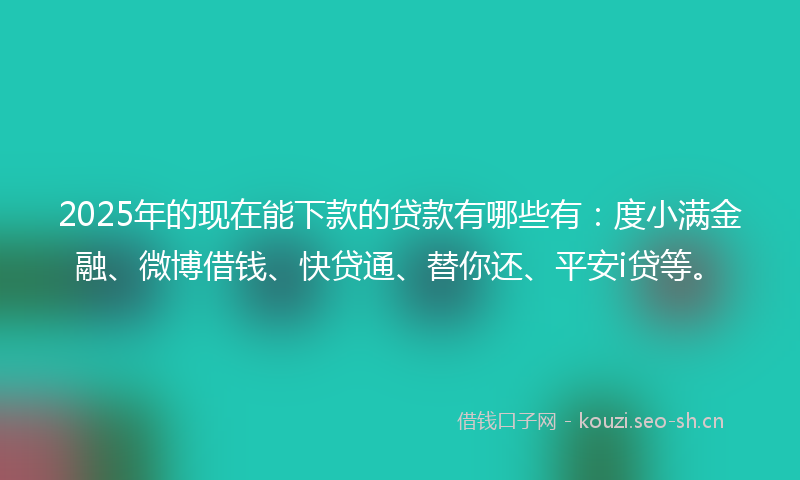 2025年的现在能下款的贷款有哪些有：度小满金融、微博借钱、快贷通、替你还、平安i贷等。