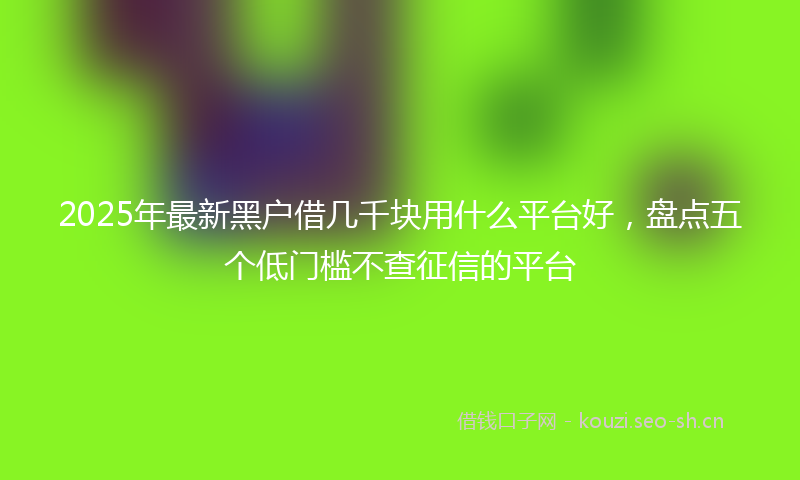 2025年最新黑户借几千块用什么平台好，盘点五个低门槛不查征信的平台