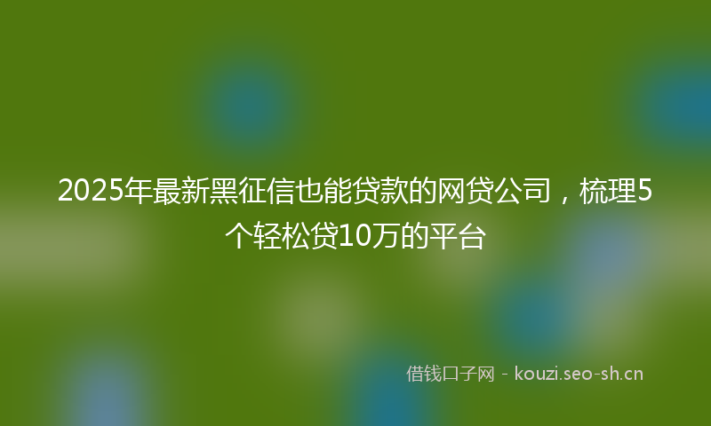 2025年最新黑征信也能贷款的网贷公司，梳理5个轻松贷10万的平台