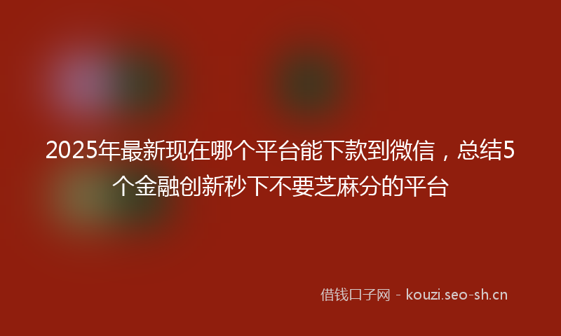 2025年最新现在哪个平台能下款到微信，总结5个金融创新秒下不要芝麻分的平台