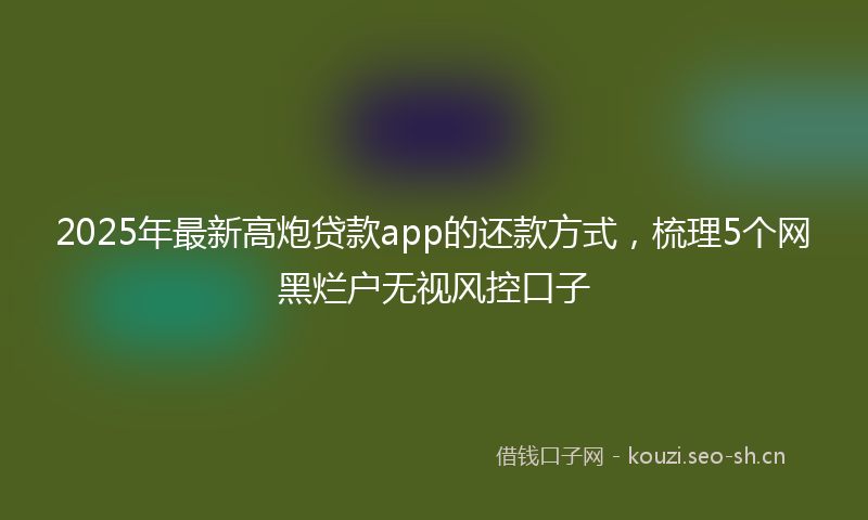2025年最新高炮贷款app的还款方式，梳理5个网黑烂户无视风控口子