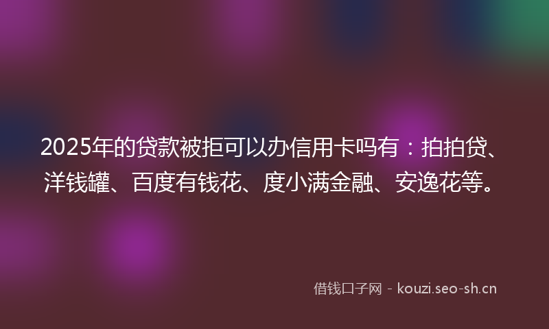 2025年的贷款被拒可以办信用卡吗有：拍拍贷、洋钱罐、百度有钱花、度小满金融、安逸花等。