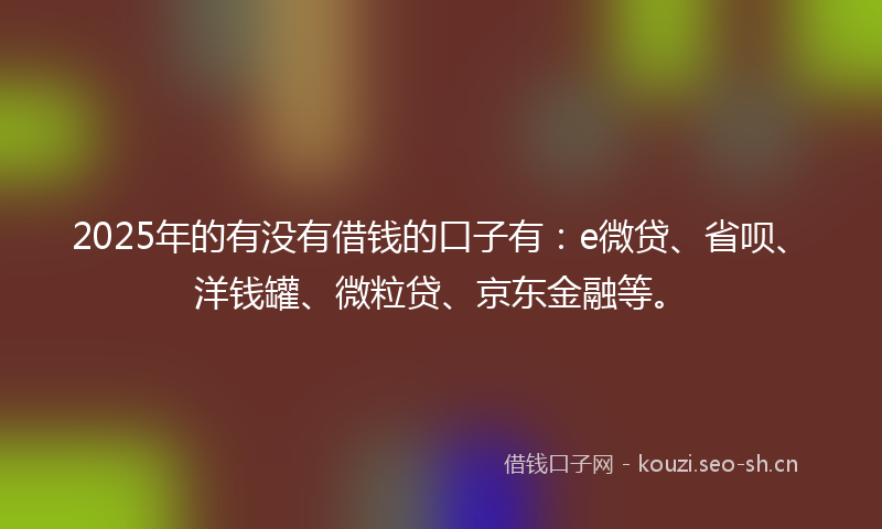 2025年的有没有借钱的口子有：e微贷、省呗、洋钱罐、微粒贷、京东金融等。