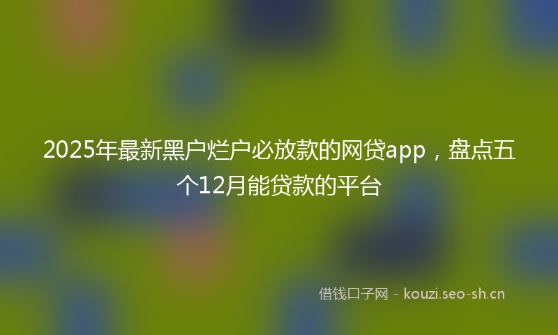 2025年最新黑户烂户必放款的网贷app，盘点五个12月能贷款的平台