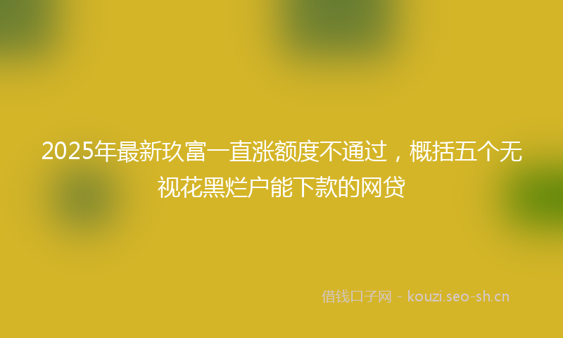 2025年最新玖富一直涨额度不通过，概括五个无视花黑烂户能下款的网贷