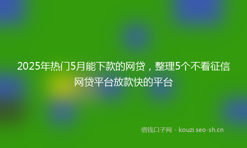 2025年热门5月能下款的网贷，整理5个不看征信网贷平台放款快的平台