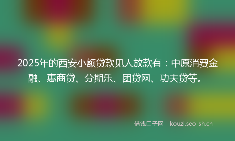 2025年的西安小额贷款见人放款有：中原消费金融、惠商贷、分期乐、团贷网、功夫贷等。