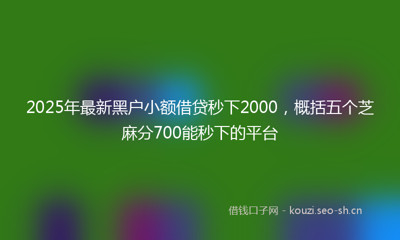 2025年最新黑户小额借贷秒下2000，概括五个芝麻分700能秒下的平台