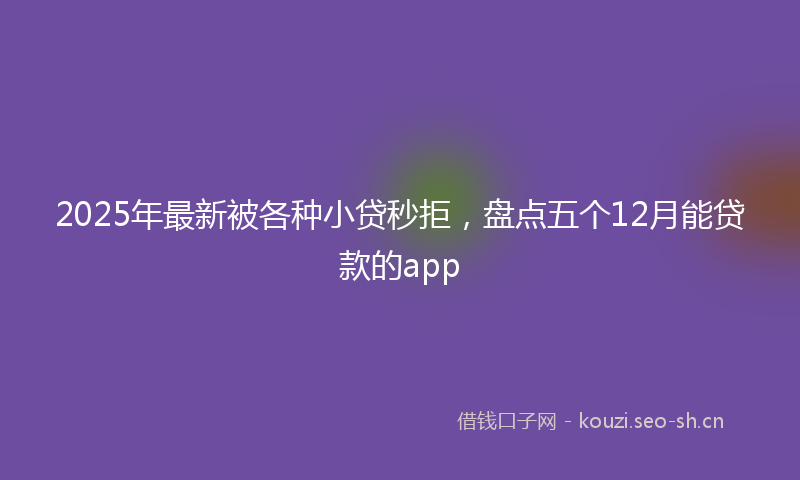 2025年最新被各种小贷秒拒，盘点五个12月能贷款的app