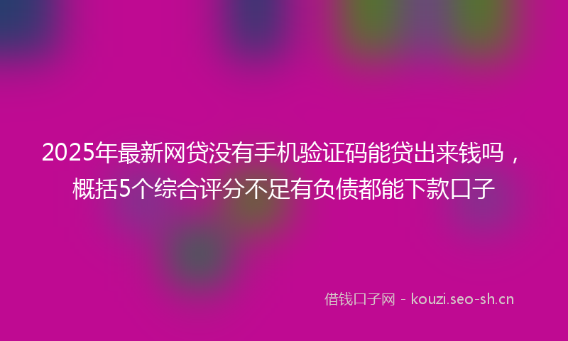 2025年最新网贷没有手机验证码能贷出来钱吗，概括5个综合评分不足有负债都能下款口子