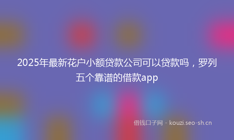 2025年最新花户小额贷款公司可以贷款吗，罗列五个靠谱的借款app