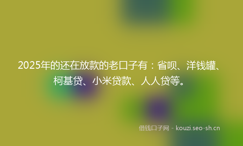 2025年的还在放款的老口子有：省呗、洋钱罐、柯基贷、小米贷款、人人贷等。