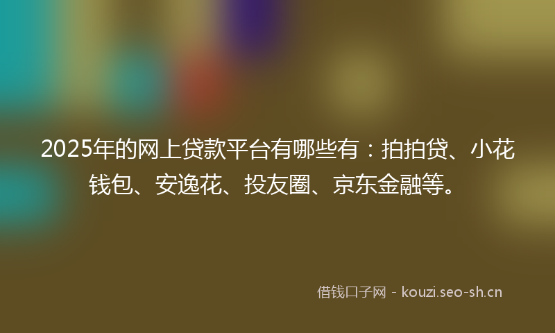 2025年的网上贷款平台有哪些有：拍拍贷、小花钱包、安逸花、投友圈、京东金融等。