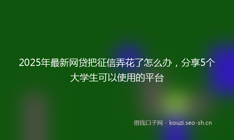 2025年最新网贷把征信弄花了怎么办，分享5个大学生可以使用的平台