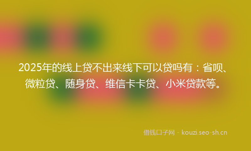 2025年的线上贷不出来线下可以贷吗有：省呗、微粒贷、随身贷、维信卡卡贷、小米贷款等。