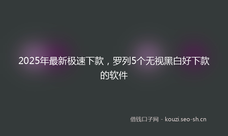 2025年最新极速下款，罗列5个无视黑白好下款的软件