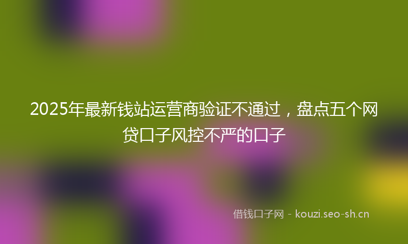 2025年最新钱站运营商验证不通过，盘点五个网贷口子风控不严的口子