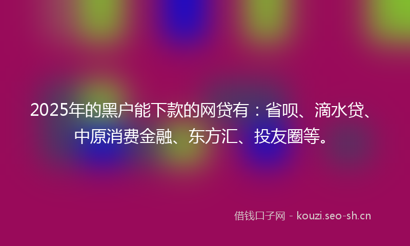 2025年的黑户能下款的网贷有：省呗、滴水贷、中原消费金融、东方汇、投友圈等。