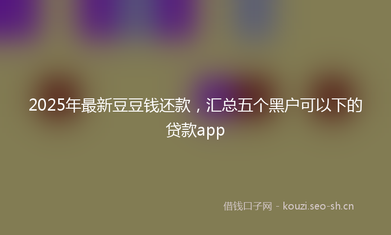 2025年最新豆豆钱还款，汇总五个黑户可以下的贷款app
