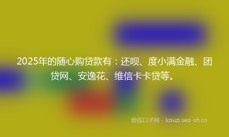 2025年的随心购贷款有：还呗、度小满金融、团贷网、安逸花、维信卡卡贷等。