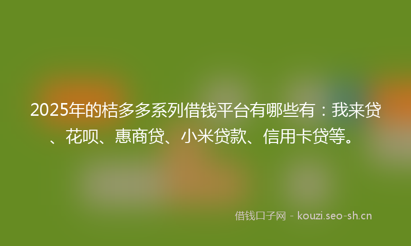 2025年的桔多多系列借钱平台有哪些有：我来贷、花呗、惠商贷、小米贷款、信用卡贷等。