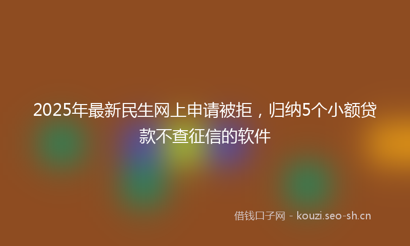 2025年最新民生网上申请被拒，归纳5个小额贷款不查征信的软件