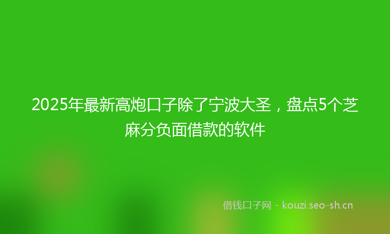 2025年最新高炮口子除了宁波大圣，盘点5个芝麻分负面借款的软件