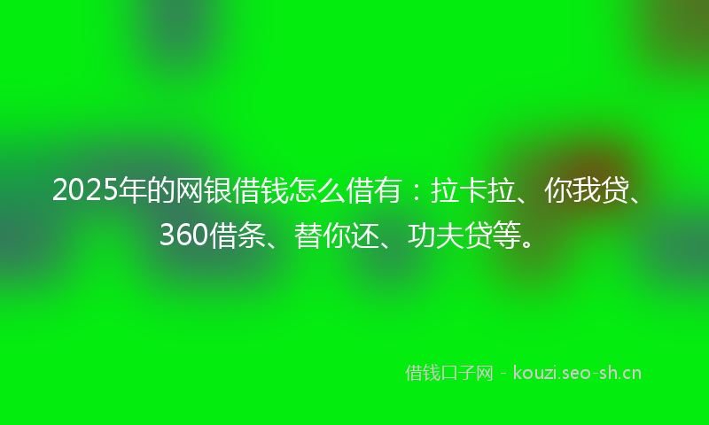 2025年的网银借钱怎么借有：拉卡拉、你我贷、360借条、替你还、功夫贷等。