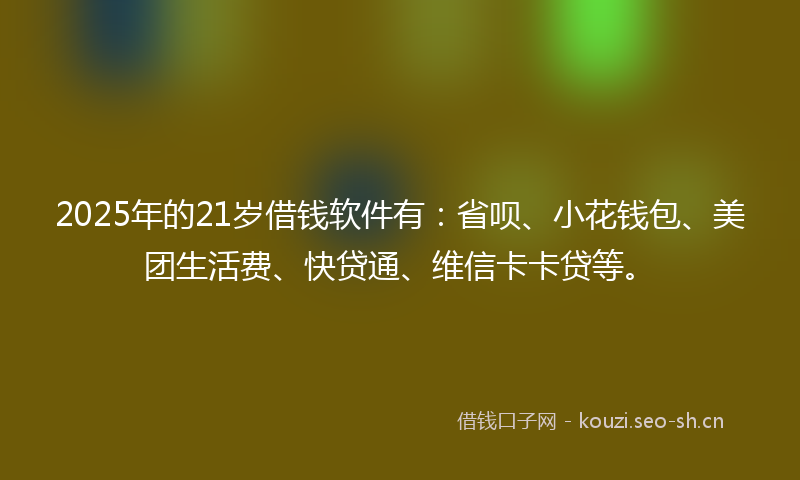 2025年的21岁借钱软件有：省呗、小花钱包、美团生活费、快贷通、维信卡卡贷等。