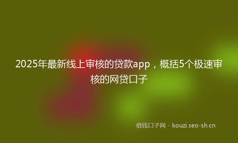 2025年最新线上审核的贷款app，概括5个极速审核的网贷口子
