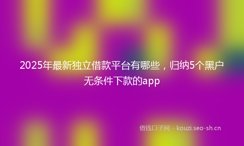 2025年最新独立借款平台有哪些，归纳5个黑户无条件下款的app