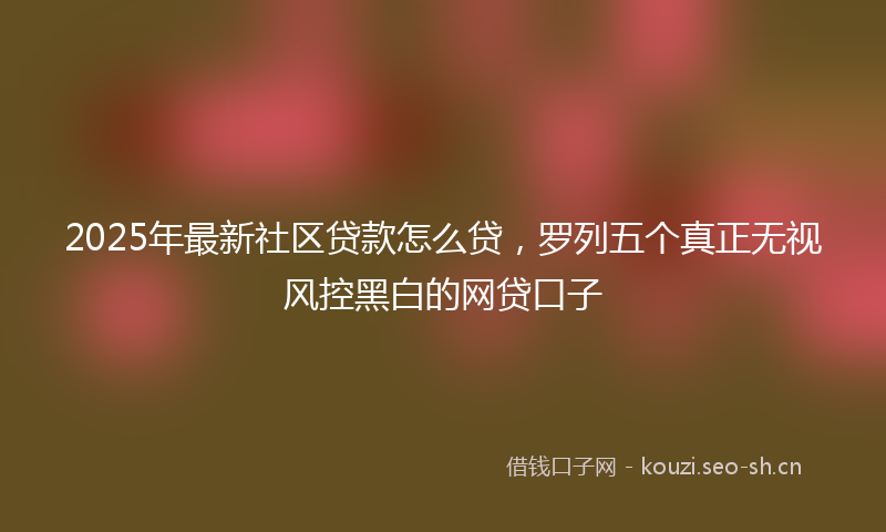2025年最新社区贷款怎么贷，罗列五个真正无视风控黑白的网贷口子